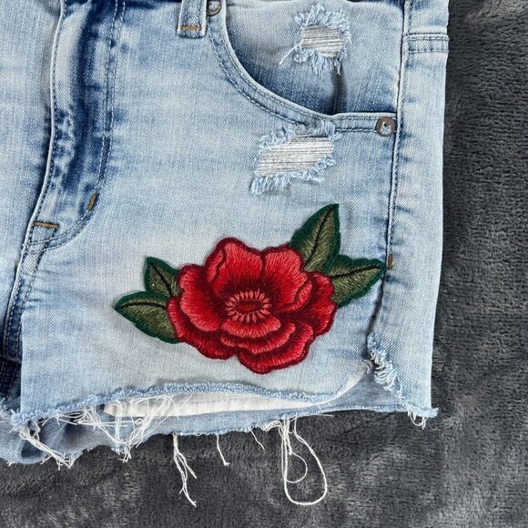 American Eagle Denim Jean Shorts Women 8 Rose Cut Off Hi-Rise Shortie Stretch - Picture 4 of 11